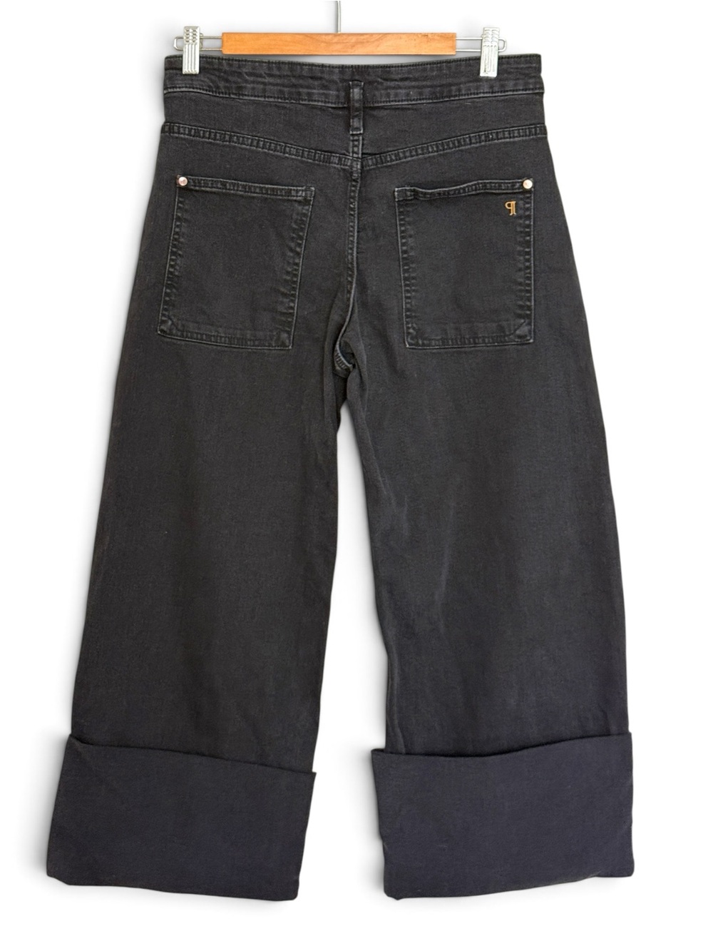 Anthropologie Pilcro black denim wide leg wide cuff jeans size 29 petite NWT - Picture 2 of 10